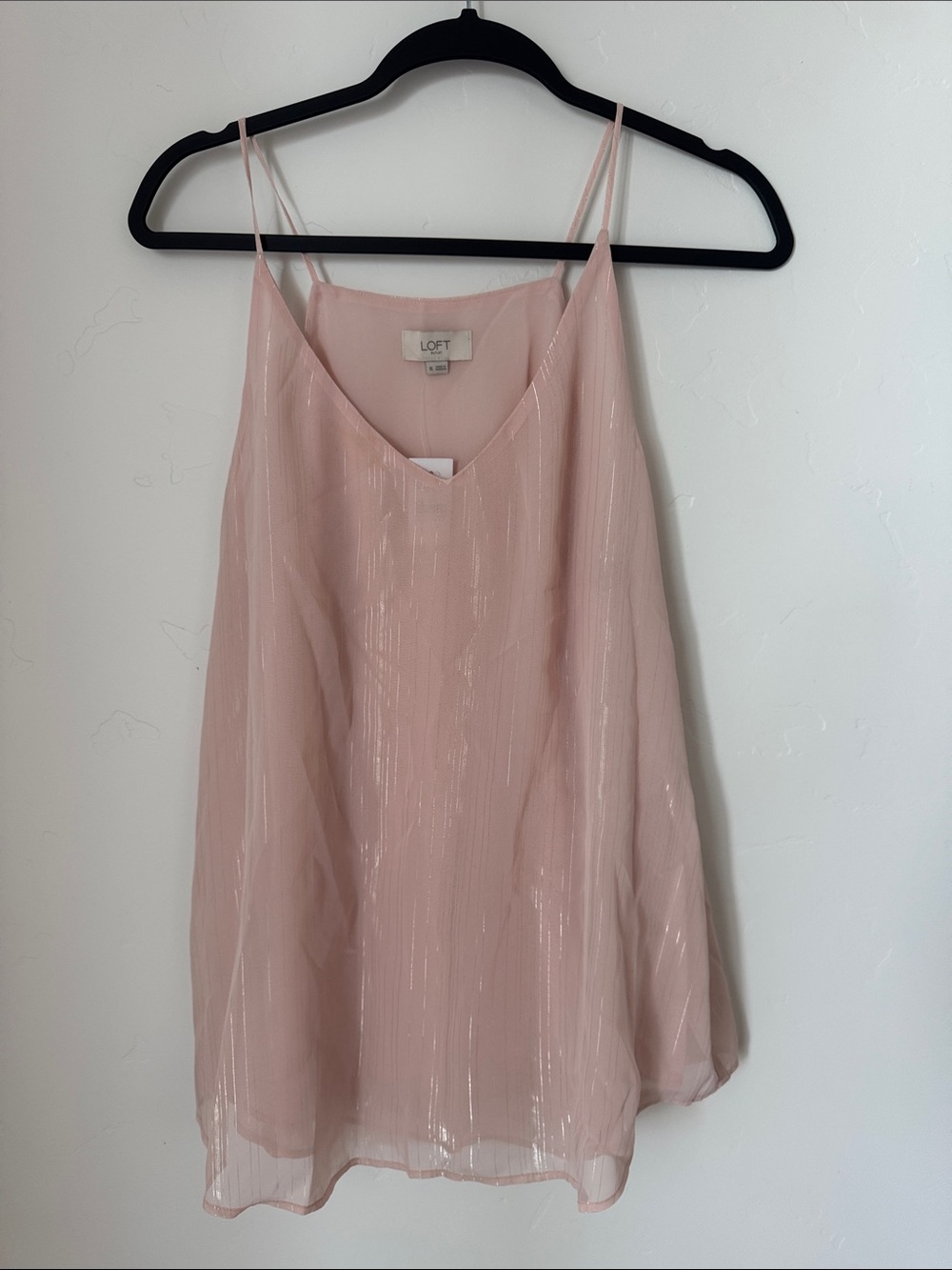 NWT LOFT Pink Metallic Shimmer Capsule Office Business VNeck Cami Tank Blouse XL